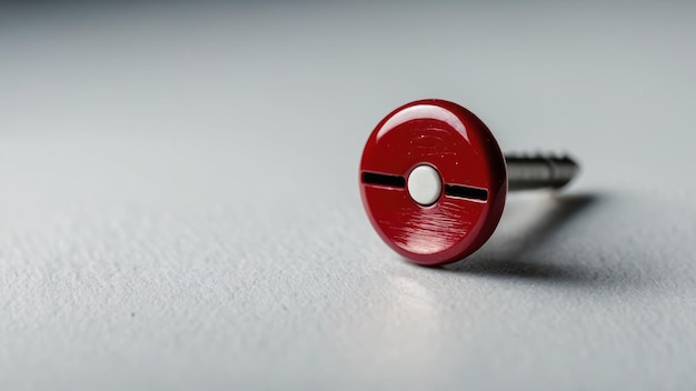 Red Push Pin on White Surface