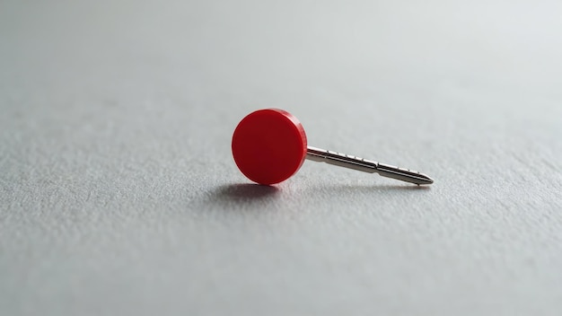 Red Push Pin on White Surface