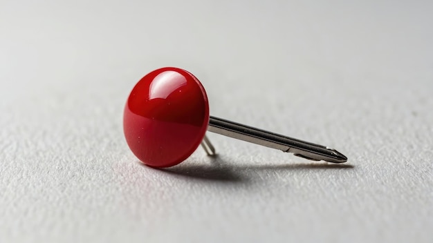 Red Push Pin on White Surface