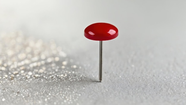 Photo red push pin on white surface