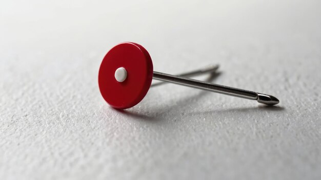 Photo red push pin on white surface