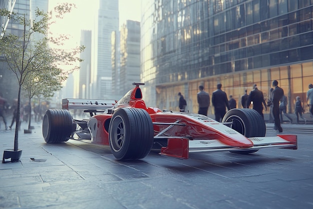 Photo a red race car with a black wheel on the front