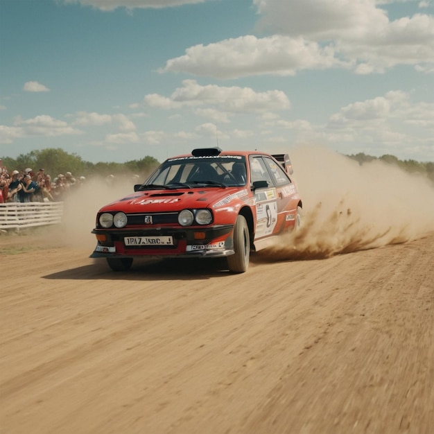 a red race car with the license plate number plate number 64