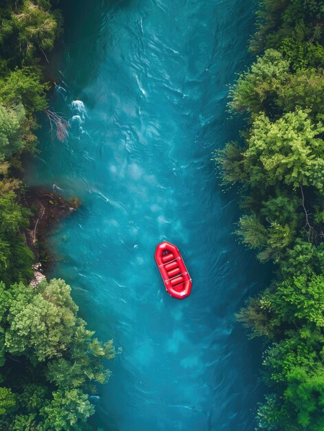 Red Raft on River