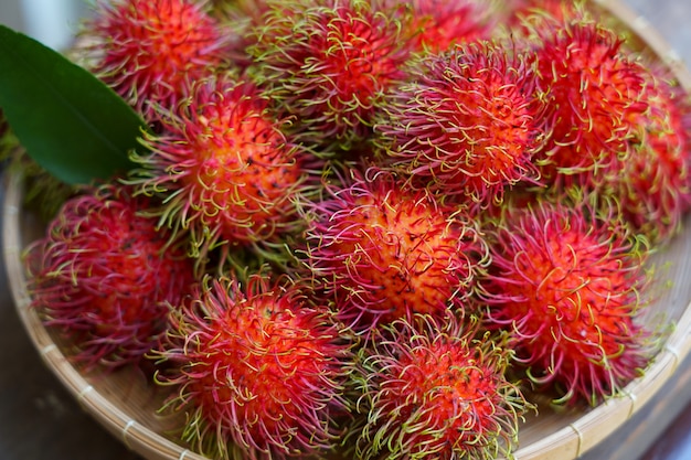 Red rambutan freshness fruit and sweet good taste  from Thailand garden