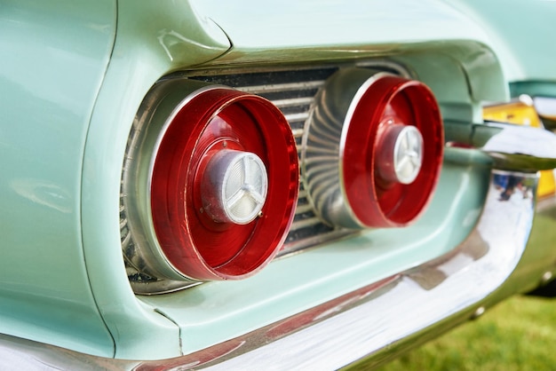 Red rear light of retro car