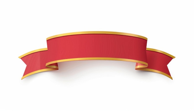 Red Ribbon Banner With Gold Trim Perfect for Promotions and Celebrations