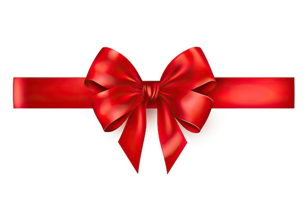 red ribbon and bow isolated on a white background in the style of realistic details extruded