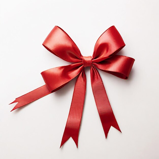 Red ribbon bow on a white background Generated by AI