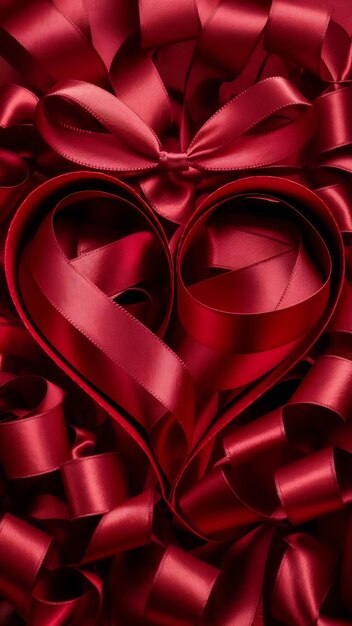 Red ribbon in heart shape