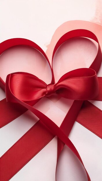 Red ribbon in heart shape