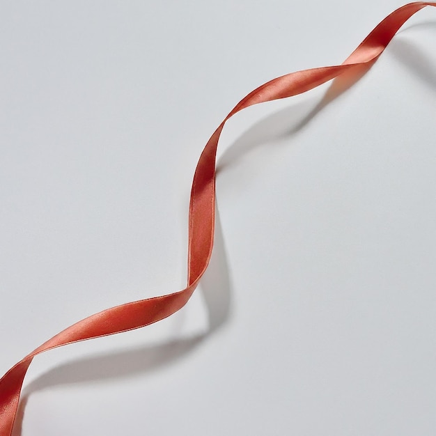 Photo a red ribbon is tied to a white surface