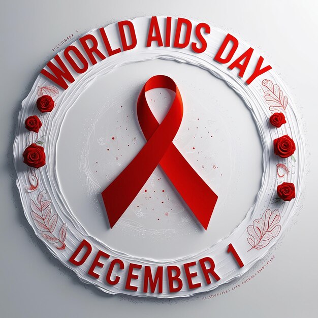 a red ribbon that says world aids day on it