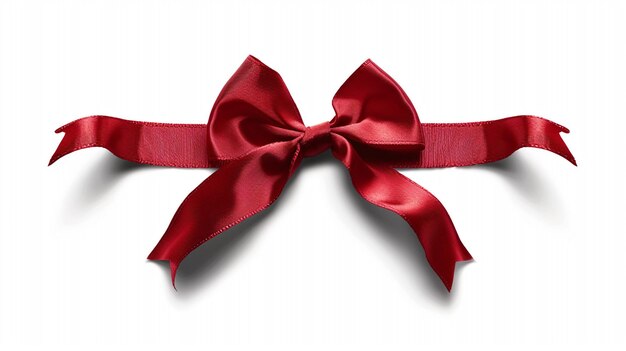 a red ribbon tied to a bow is tied to a white surface