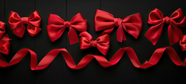 A red ribbon with a bow on a black background stands out beautifully