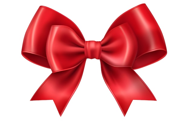 Red ribbon with bow isolated on white and background