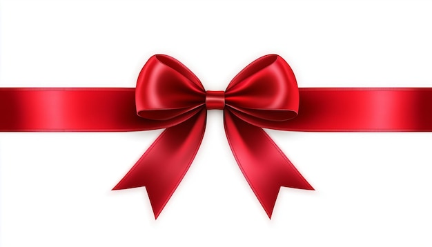 Red ribbon with a bow on a white background Abstract illustration of a gift present or celebrati