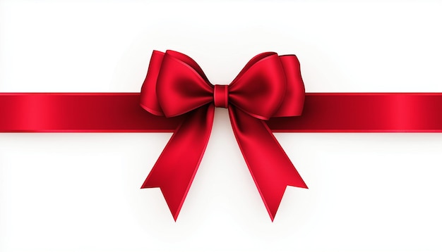 Red ribbon with a bow on a white background Abstract illustration of a gift present or celebrati