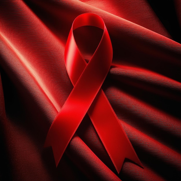 a red ribbon with the word quot aids quot on it