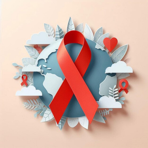 a red ribbon with the word breast on it is on a blue background