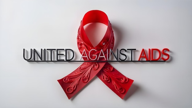 Photo a red ribbon with the word united against it