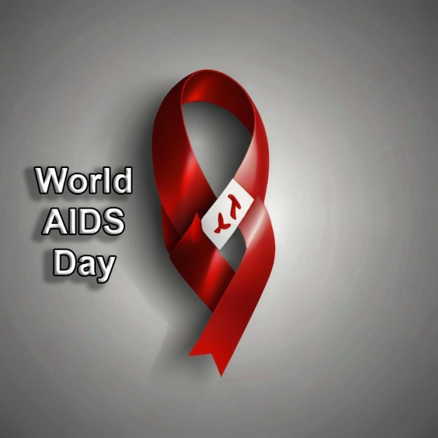 Photo a red ribbon with the words world aids day on it