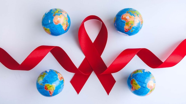 a red ribbon with a world on it and a red ribbon with the word world on it