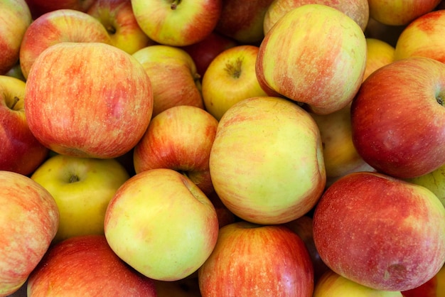 Red ripe apples in the supermarket