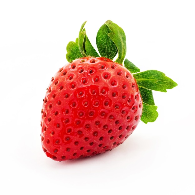 Red ripe strawberry on white isolated background Full depth of clarity