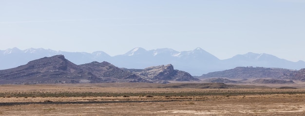 Red rock formations in the american landscape desert at sunrise