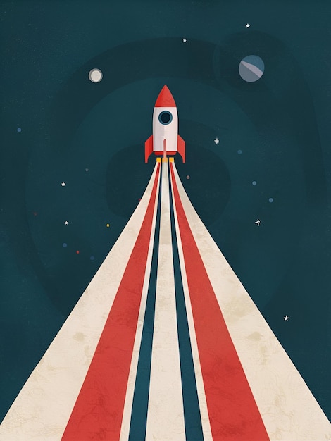 a red rocket is flying in the sky with the words space shuttle on the bottom