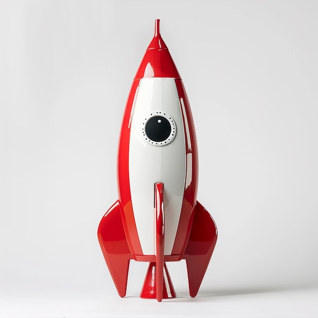 Photo a red rocket with a white and black circle on the front