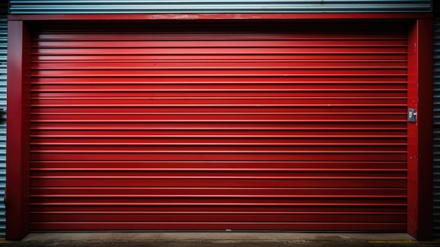 Photo red rolling garage door