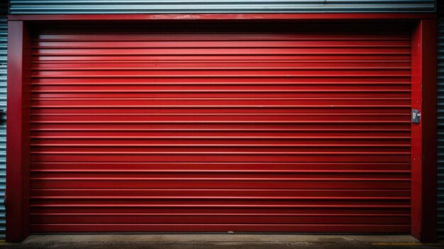 Photo red rolling garage door