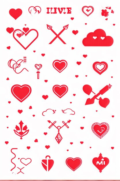 Photo red romantic symbols for valentines day design