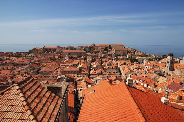 Red roofs in Dubrovnik city on Adriatic sea, Croatia