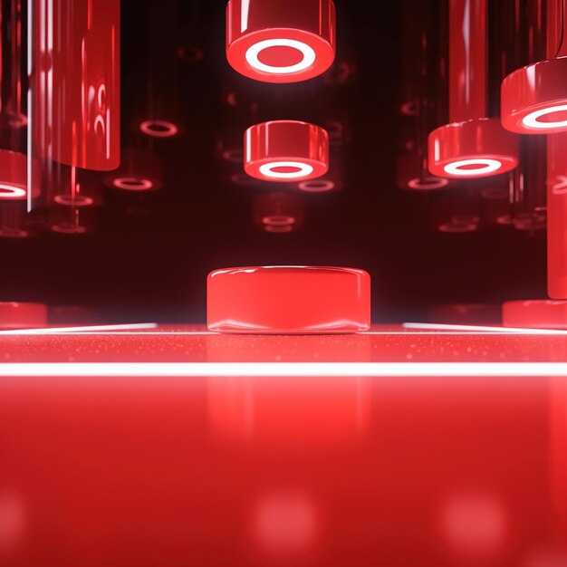 A red room with a ring of rings and a ring of rings