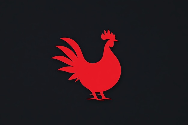 Photo a red rooster is on a black background with a red background