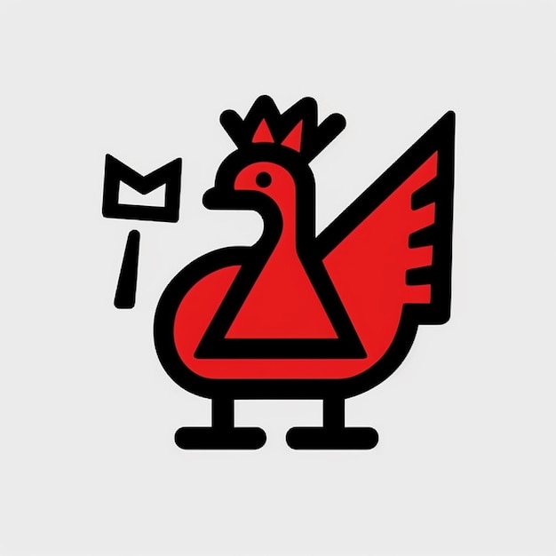 Photo a red rooster with a red background that says quot a chicken quot