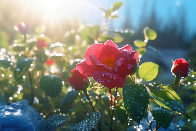 Red rose after rain Generate Ai