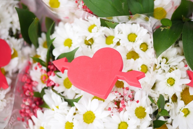 Red Rose Bouquet and heart shape symbol for gift