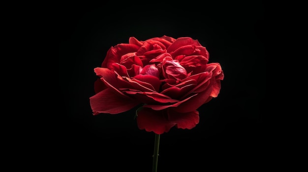 Red rose in full bloom its delicate petals unfurling to reveal a stunning display of color and fragrance