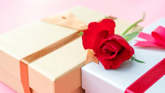 Red rose and gift box