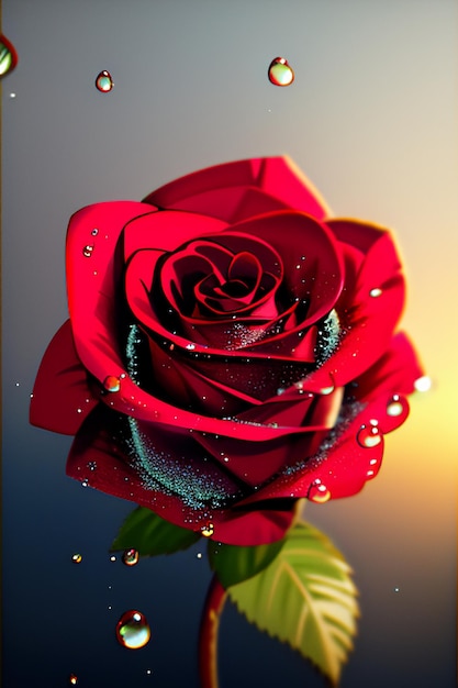 Red rose HD wallpaper background illustration cartoon animation design material