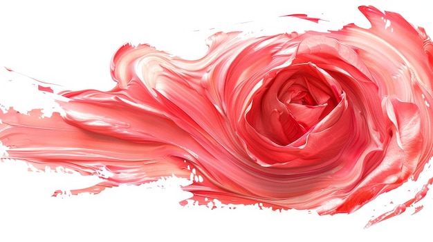 A red rose is painted in a brush stroke style