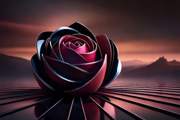 A red rose is shown with a black background