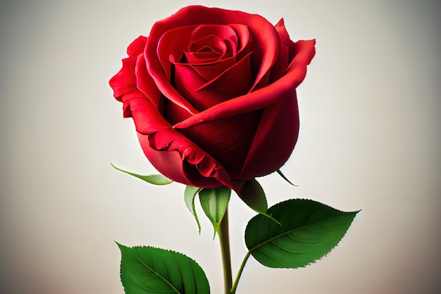 Red rose isolated with light background rose flower