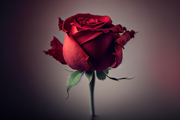 Red rose isolated with light background rose flower