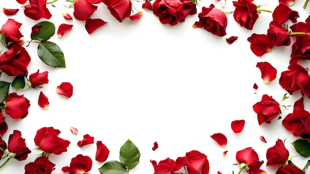 Photo red rose petals against white background