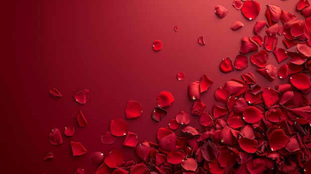 Red Rose Petals Scattered on Background